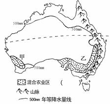 读"澳大利亚混合农业分布图",回答下题.