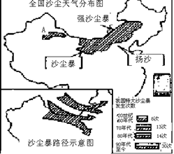 读我国沙尘天气分布图回答问题