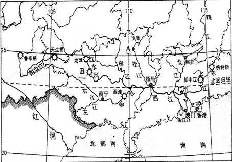 读珠江流域图,回答