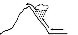 上图显示的是沿海山地迎风坡成云致雨的过程,这种降水类型称为