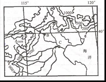 读下列某区域等高线地形图,分析回答(10分)