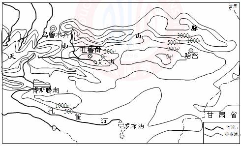 读下列材料及图,回答以下问题材料一 哈密属典型的温带大陆性干旱